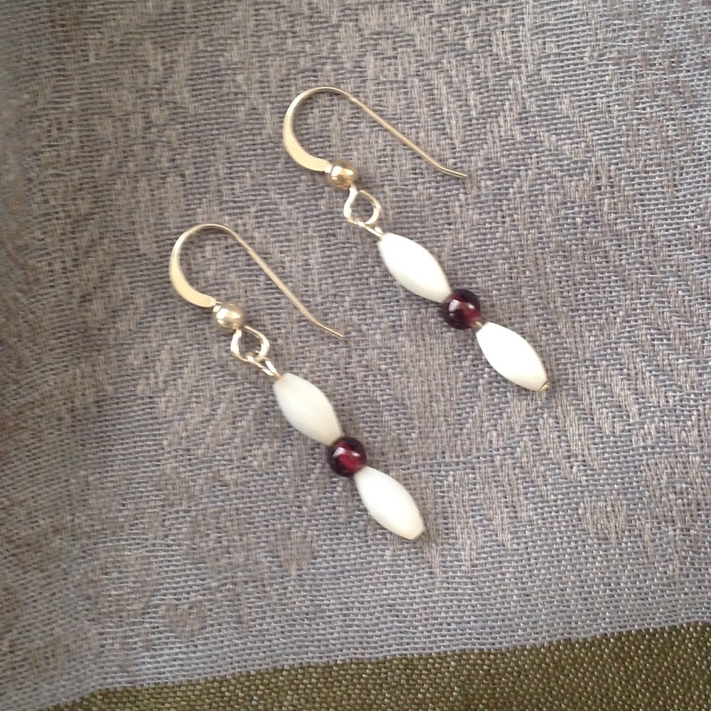 Sterling Silver Mother-of-pearl & Garnet Earrings